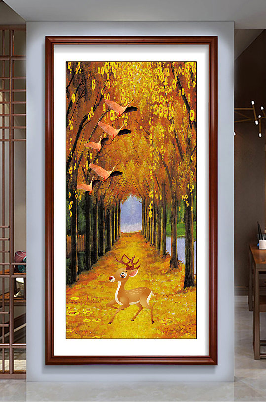 黄金满地玄关装饰画