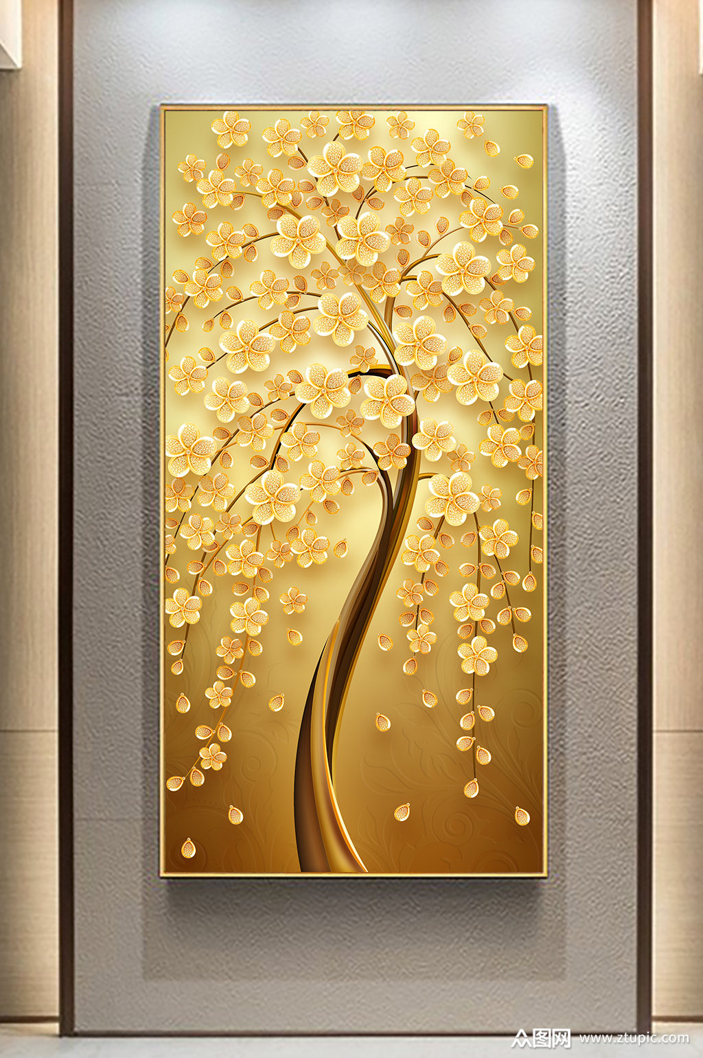 发财树玄关画玄关装饰画模板下载-编号689492-众图网