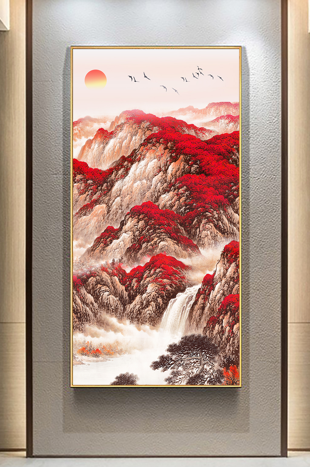 鸿运当头中式玄关画 中堂画素材