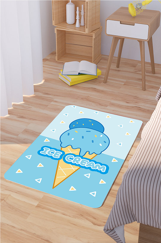 家居地毯蓝色甜筒-众图网