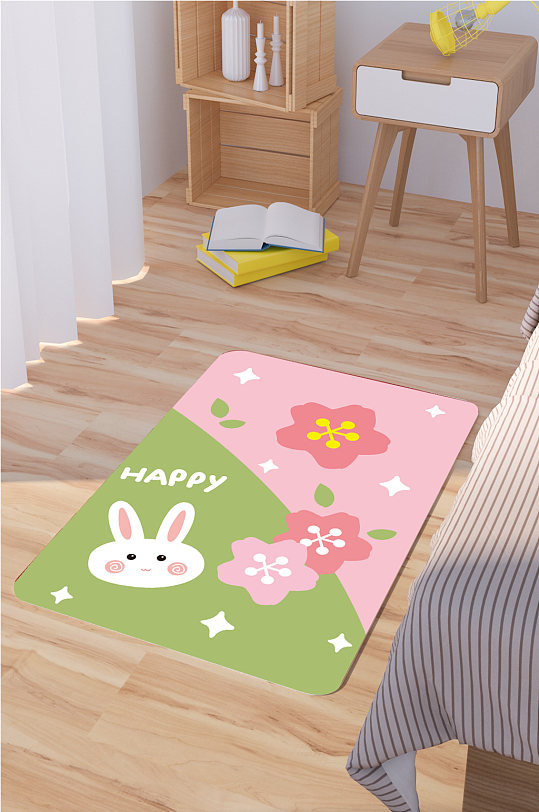 家居地毯卡通粉色地毯-众图网