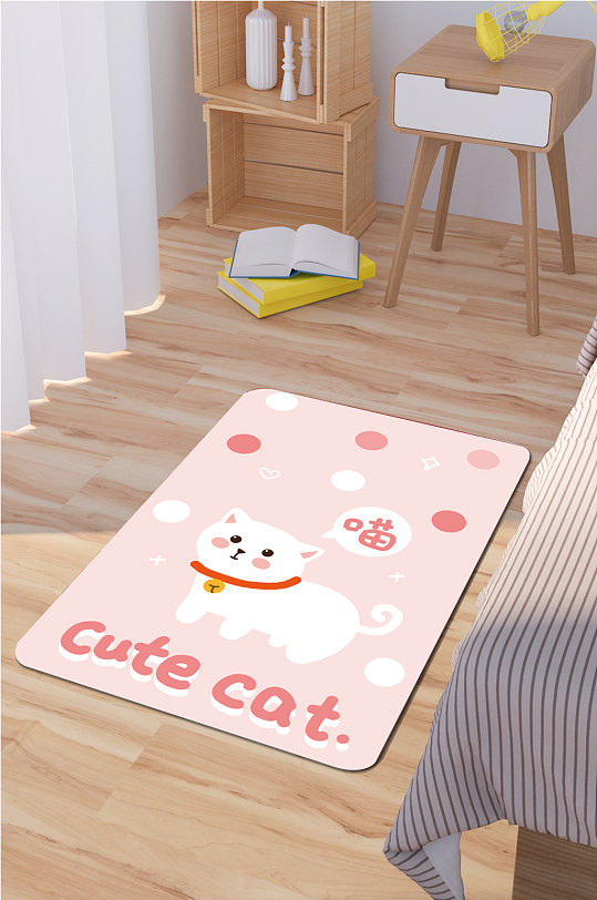 卧室地毯可爱猫咪-众图网