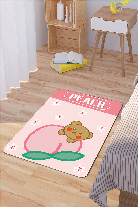 卡通小熊地毯卡通地垫地画-众图网