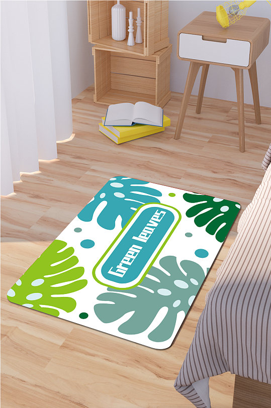 北欧风格地毯植物叶子图案-众图网