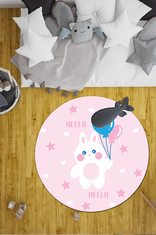 卧室地毯可爱兔子图案-众图网