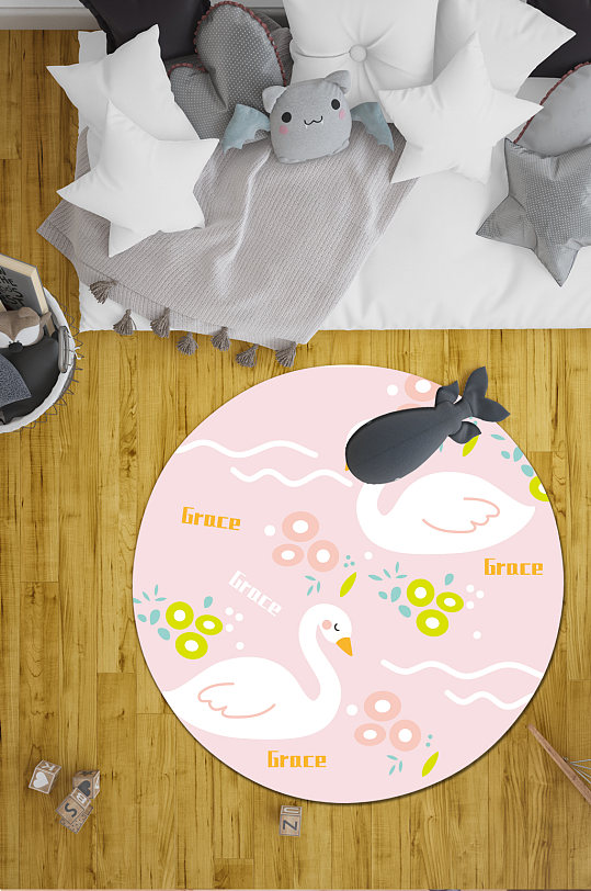 卧室地毯格子地毯-众图网