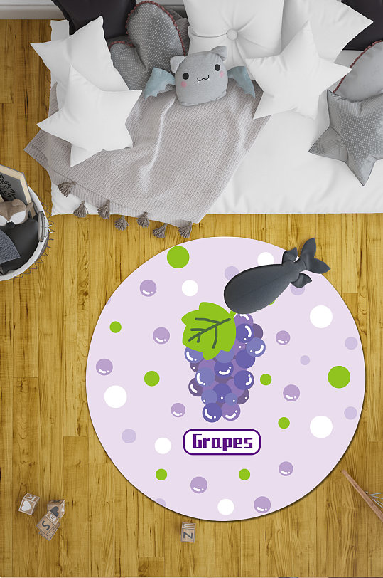 卧室地毯卡通水果图案-众图网