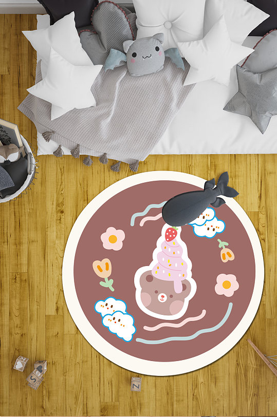 卡通动物地毯圆形地毯-众图网