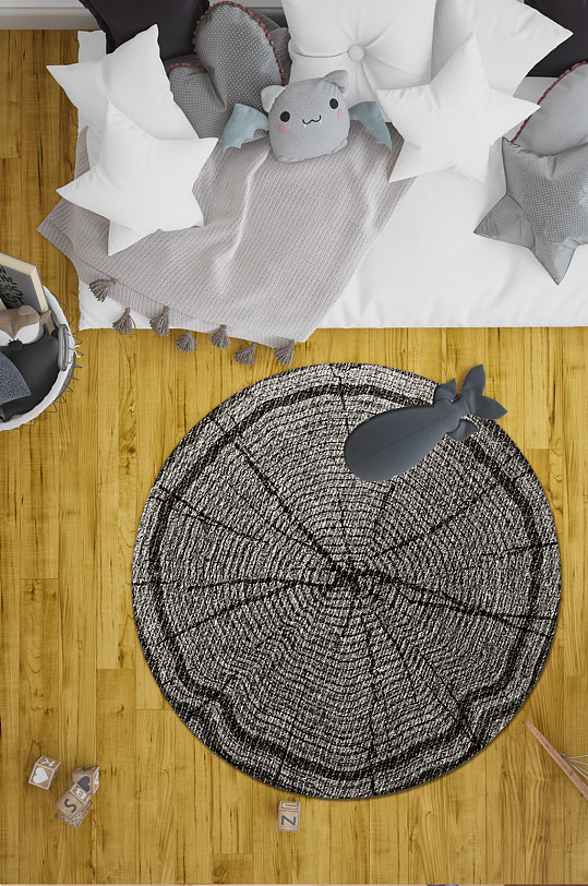 圆形地毯条纹地毯-众图网