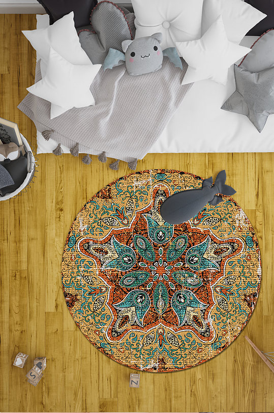 圆形地毯民族风地毯-众图网