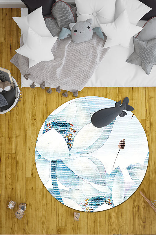 圆形地毯小清新地毯-众图网