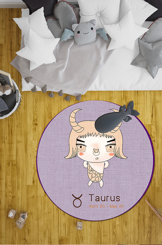 中式花纹地毯十二星座地毯-众图网