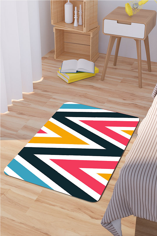 床边地毯几何地毯-众图网