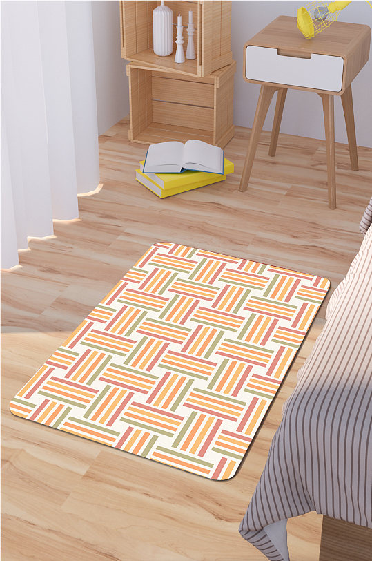 床边地毯格子条纹地毯