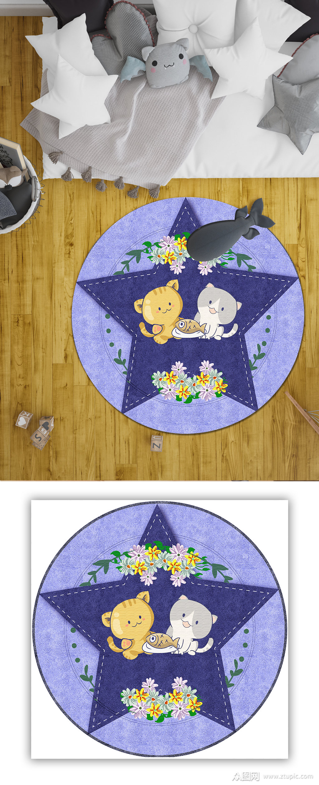 圆形地毯卡通动物