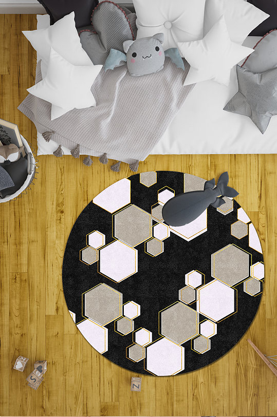 圆形地毯菱形拼接-众图网