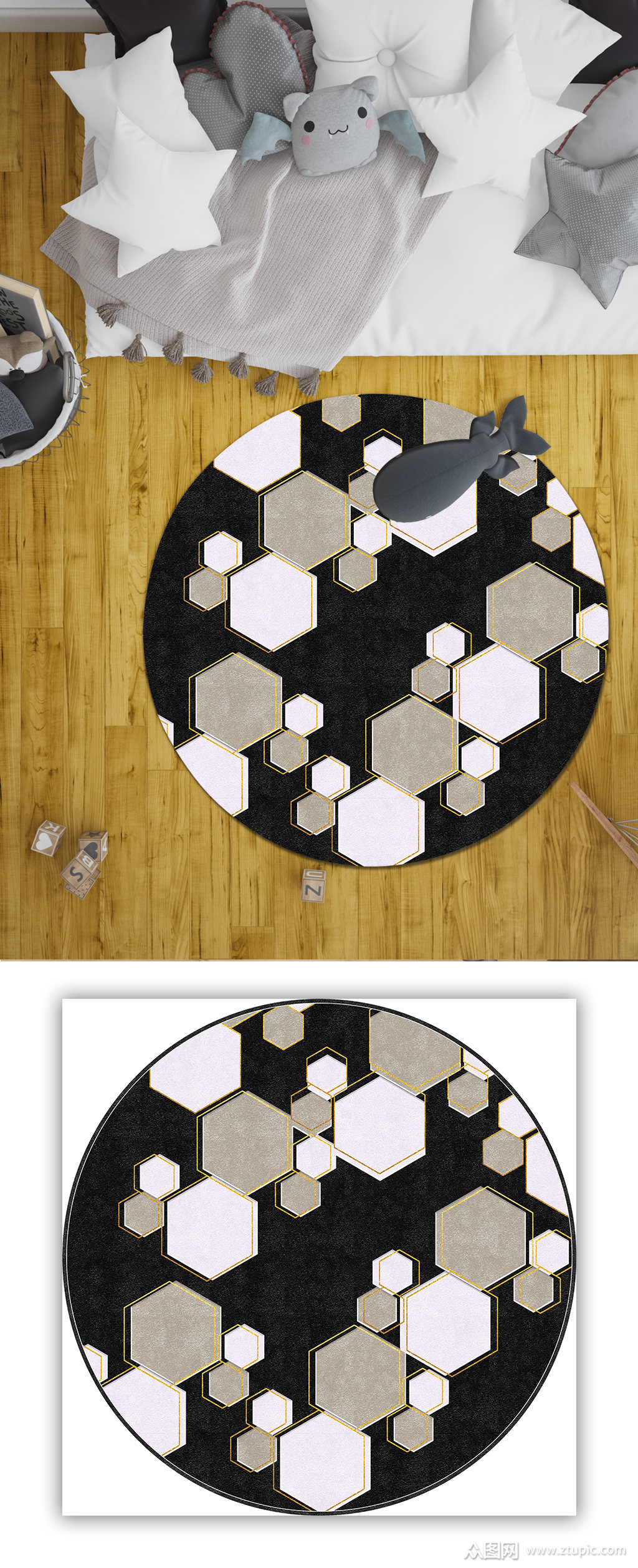圆形地毯菱形拼接