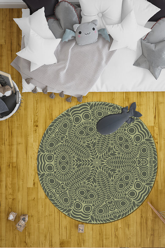 卧室地毯欧式花纹地毯-众图网