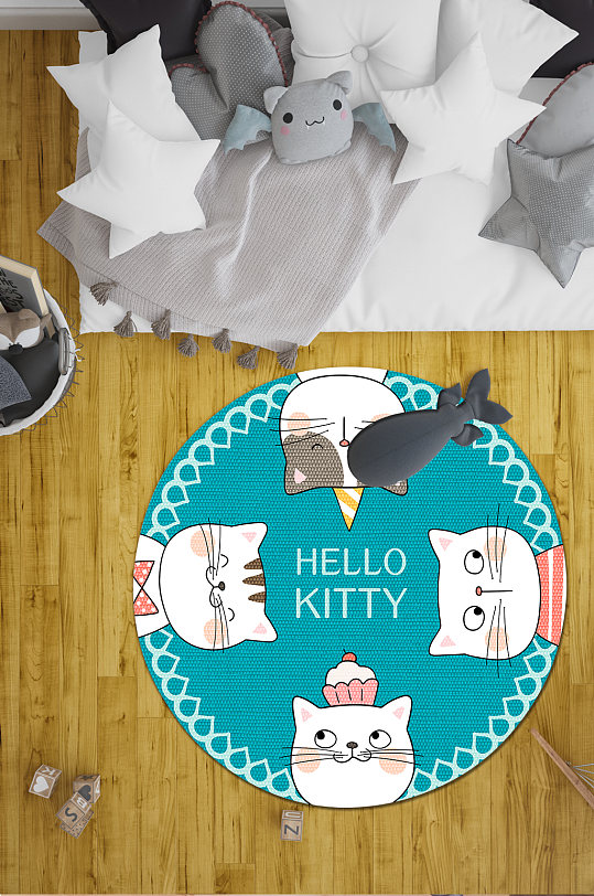 卧室地毯卡通猫咪-众图网