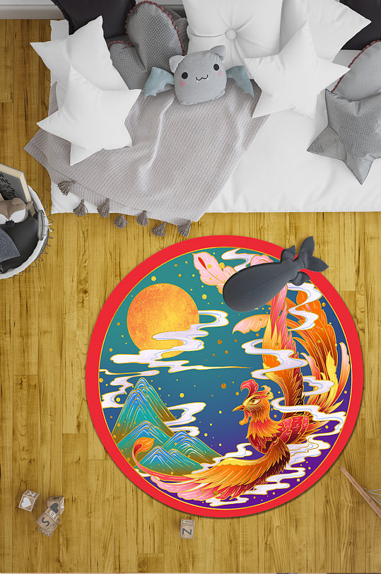 卧室地毯中式凤凰地毯-众图网