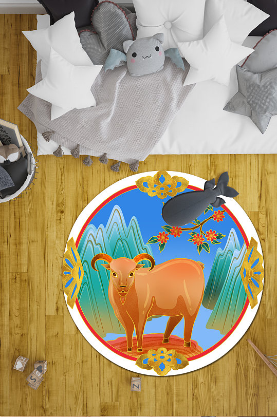 卧室地毯十二生肖羊-众图网