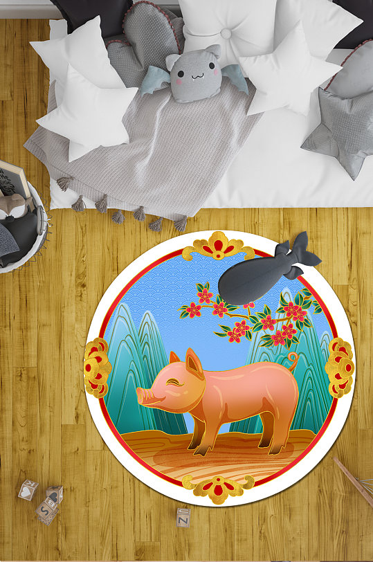 卧室地毯十二生肖-众图网