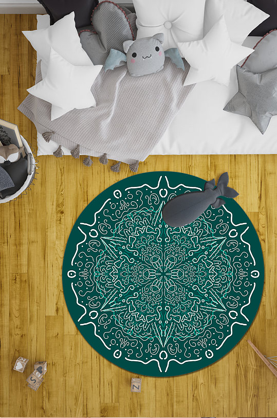 卧室地毯中式复古花纹-众图网