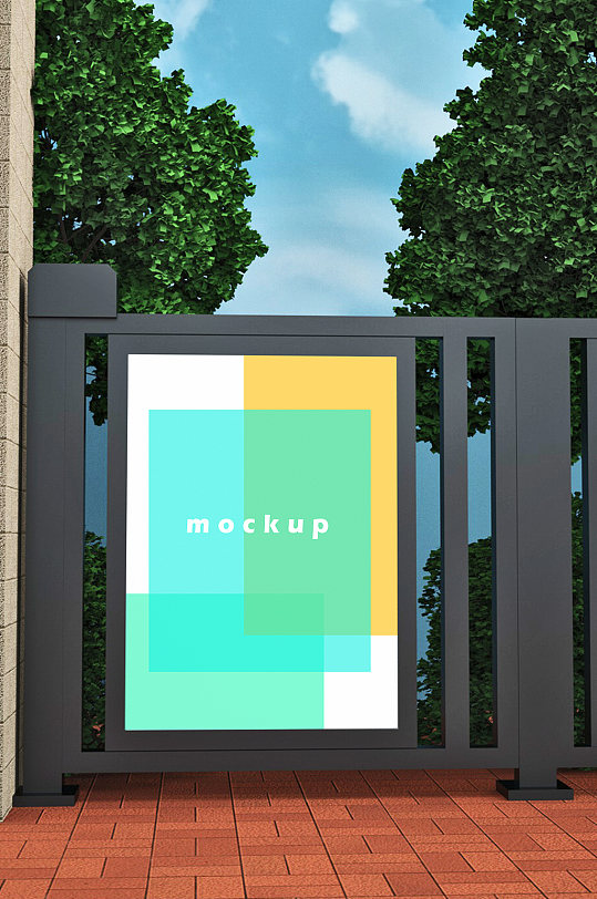 a字广告牌户外看板样机-众图网