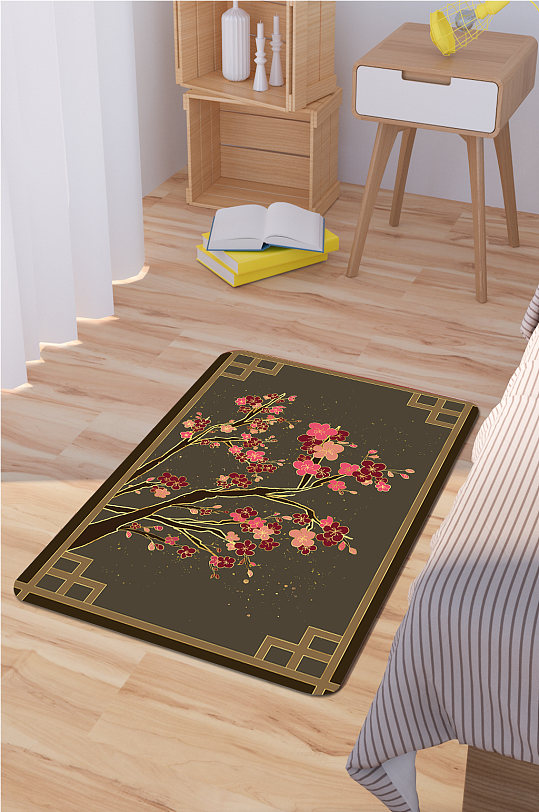 卧室地毯热带植物