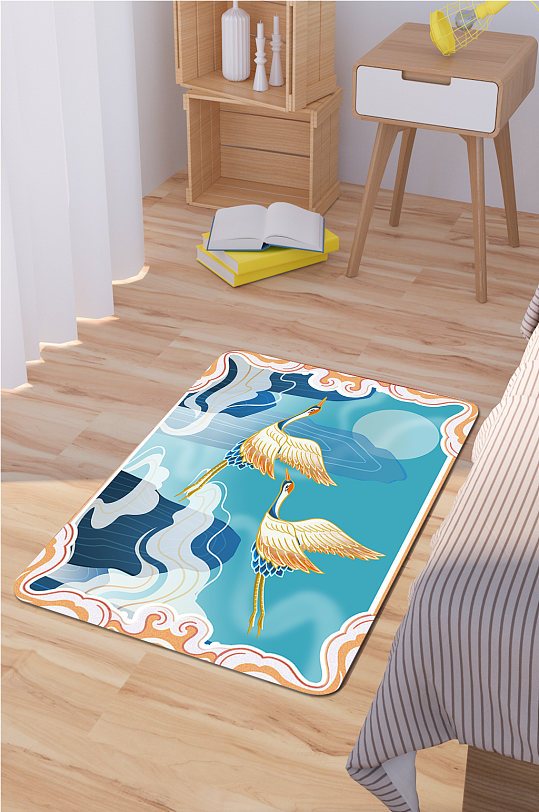 卧室地毯国潮风地毯-众图网