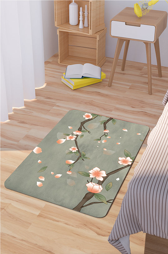 家居地毯工笔花鸟-众图网