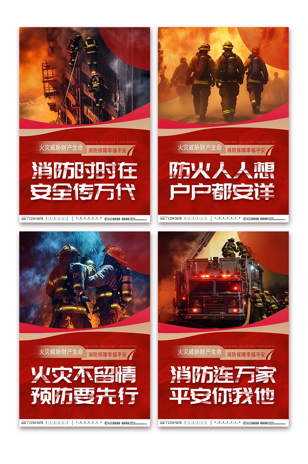消防安全标语系列宣传海报素材