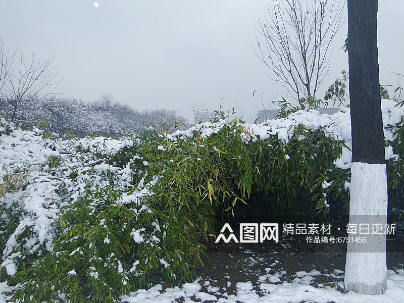 唐代大明宫遗址公园雪景盛况素材