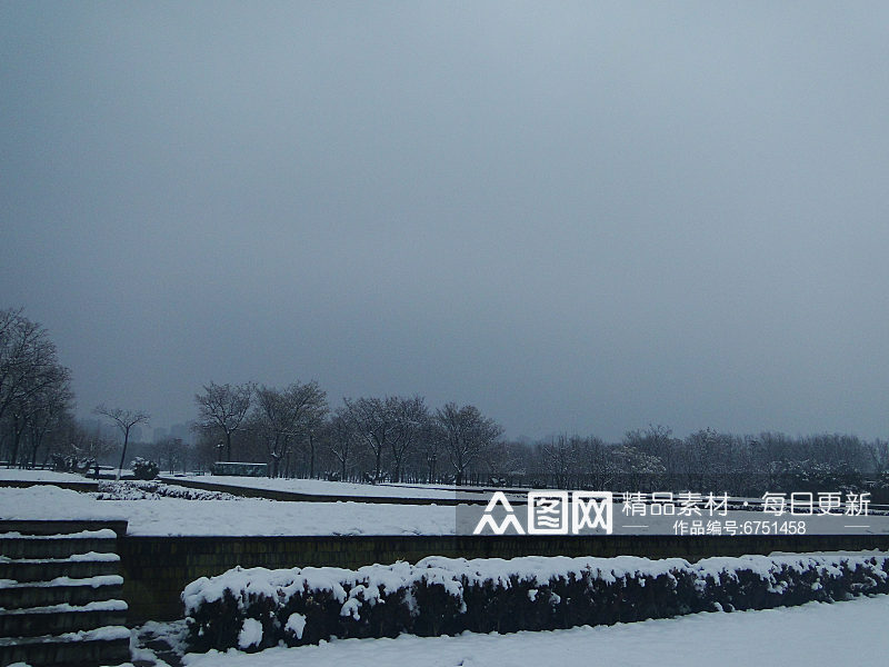 唐代大明宫遗址公园雪景盛况素材