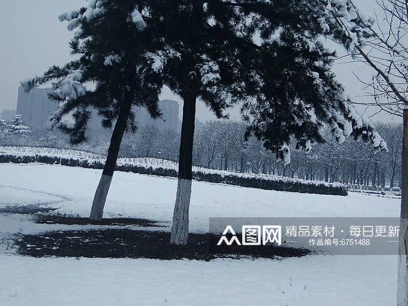 唐代大明宫遗址公园雪景盛况素材