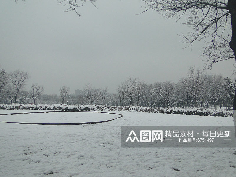 唐代大明宫遗址公园雪景盛况素材