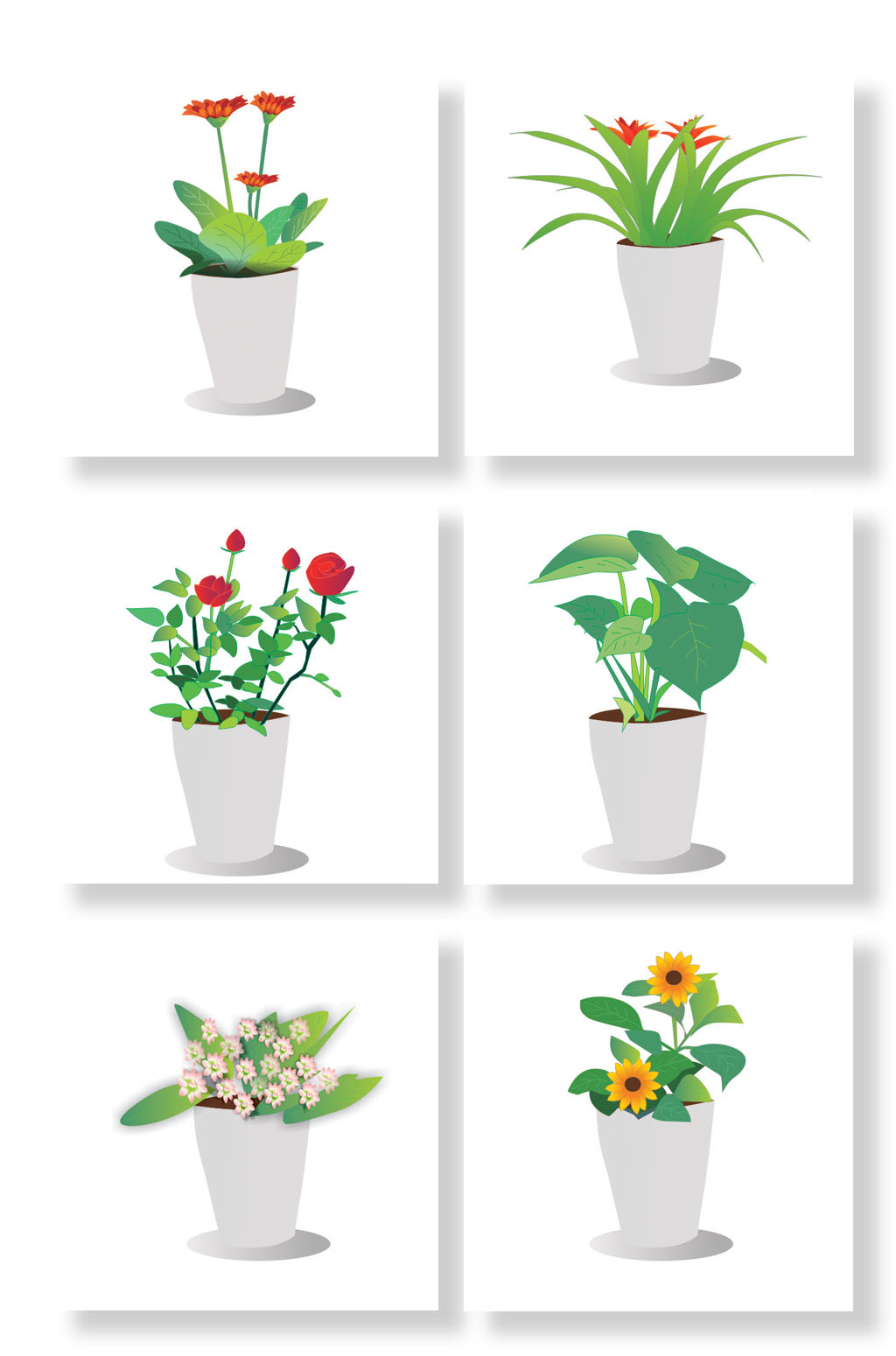 绿色植物盆栽元素插画素材