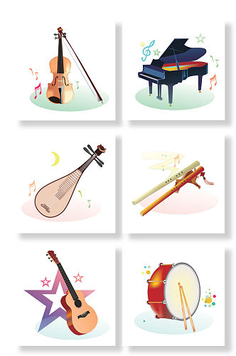 常用乐器音乐物品元素插画