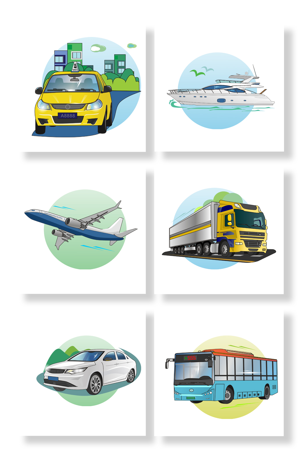 海陆空交通工具卡通图片