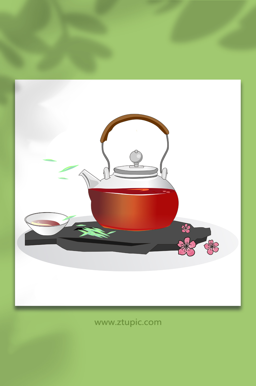 茶壶茶具物品元素插画素材