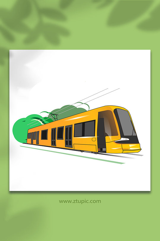 有轨电车海陆空交通工具元素插画