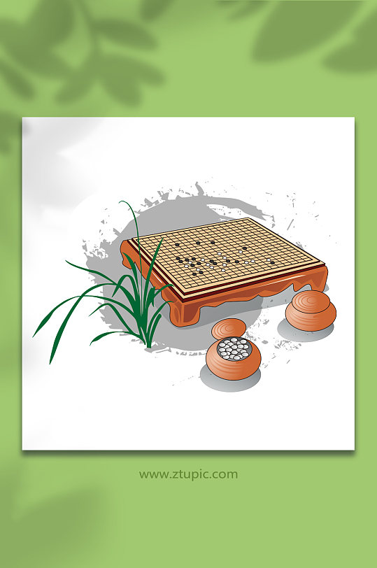 古典围棋琴棋书画插画元素