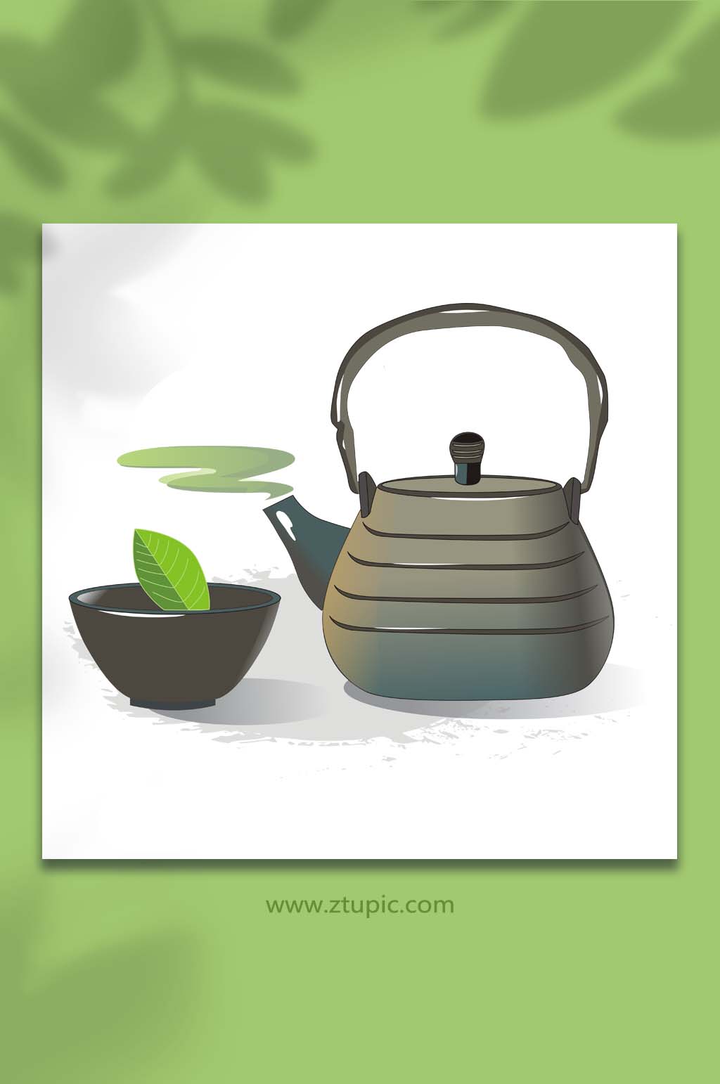 茶杯茶壶茶具物品元素插画素材