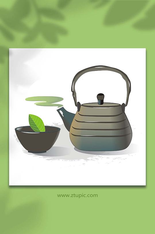 茶杯茶壶茶具物品元素插画