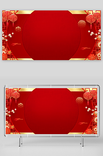 红色中式中秋节背景