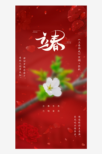 中国风春天立春春分节气海报
