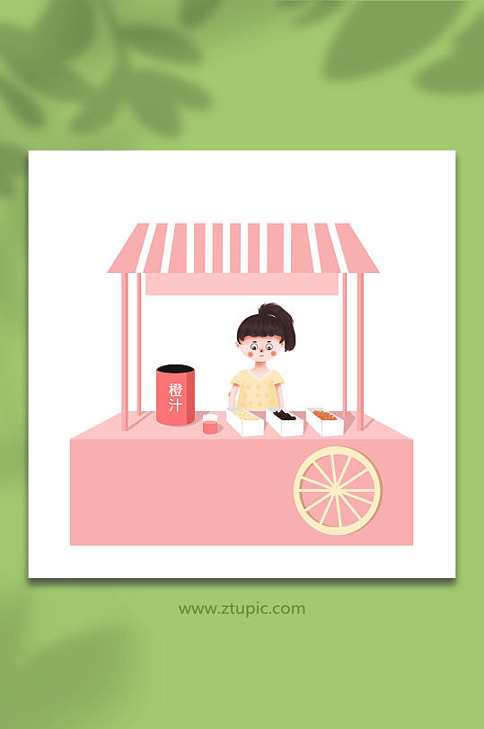 果汁地摊摆摊人物商业插画-众图网