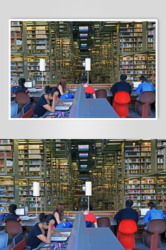 校内图书馆实拍室内摄影图