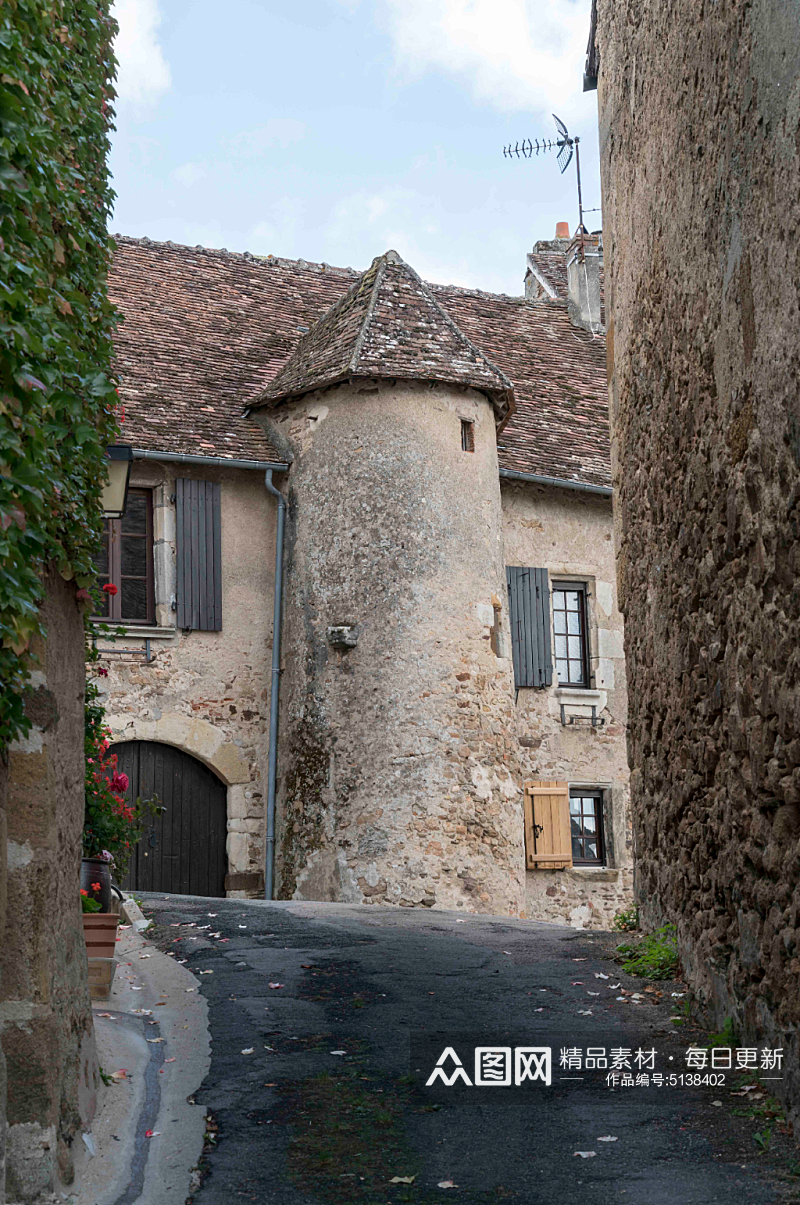 中世纪村庄建筑设计摄影图素材