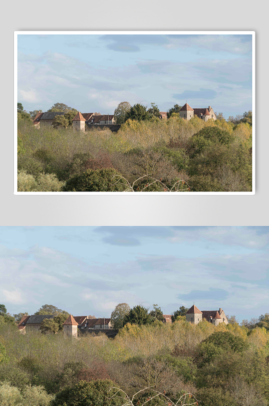 中世纪村庄建筑实拍摄影图